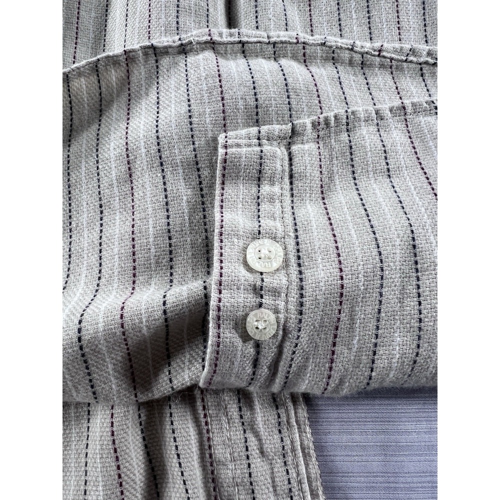 VTG Chaps Ralph Lauren Button Dn, Shirt, Red, White, And Blue Pinstripe, Size XL - Picture 6 of 9